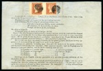 UNIQUE PRINTED MATTER USAGE: 1859 Dardenne 1d dull vermilion, HORIZONTAL PAIR on 1860 folded printed circular 'Prices Current'