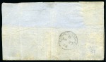 B53 "PENOE" COVER: 1848-59 Post Paid 2d blue, worn impression, with "PENOE" for "PENCE" tied by "B53" barred oval on part cover