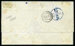 Stamp of Mauritius » 1848-59 Post Paid Issue » Earliest Impressions (SG 3-5) 1848-59 Post Paid 2d deep blue, position 3, tied by bars cancel on folded cover to Bordeaux