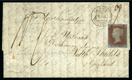 Stamp of Great Britain » 1841 1d Red 1842 Entire SENT FROM FRANCE to England, franked with 1841 1d red pl.18
