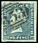 Stamp of Mauritius » 1848-59 Post Paid Issue » Intermediate Impressions (SG 10-15) 1848-59 Post Paid 2d blue, intermediate impression, position 4, used with "B53" barred oval
