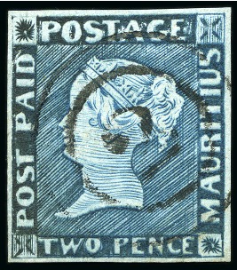 Stamp of Mauritius » 1848-59 Post Paid Issue » Intermediate Impressions (SG 10-15) PLATE RECONSTRUCTION: 2d blue, complete plate reconstruction showing early and intermediate impressions