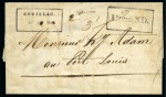 1848 (10.4) Entire letter from Souillac to Port Louis, showing boxed 'SOUILLAC/AP.10.1848' ds and boxed 'INLAND' hs alongside
