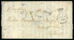 1852 (8.6) Folded letter sheet from Port Louis via 'Per Caraclue' to Calcutta, struck by superb circular 'PAID' and straight line 'Ship Letter'