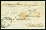 1854 (7.5) Incoming stampless envelope from Ceylon, with forwarding agents cachet 'FORWARDED/JOHN BLACK/GALLE'