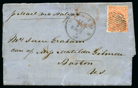 1861 (Jul 3) Entire from St. Johns the USA with 1860 4d orange-vermilion