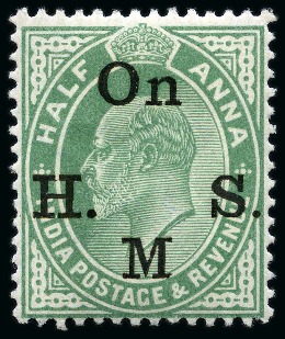 1906 1/2a Green mint showing variety "no stop after M", very fine