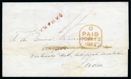 Bahamas 1845 Fine straight-line BAHAMAS (Proud PS8) in red Earliest Known