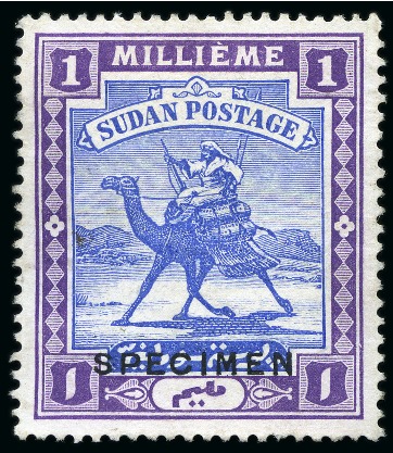1908 1m Perforated COLOUR TRIAL in mauve and blue with "SPECIMEN" overprint, no wmk, part og, fine