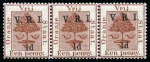 1900 (Mar) 1d on 1d brown type 31 surcharge (level stops) ERROR OF COLOUR in mint horizontal strip of 3