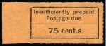 Postage Dues: 1926-30 3c to 75c group of ten values (excluding 6c, 12c and 25c but with both 18c) each showing variety "cent.s"