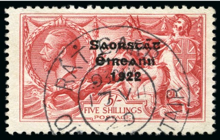 1925-28 5s Rose-Carmine wide ovpt showing variety "flat accent on a" 