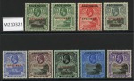 1922 1/2d to 3s set of 9 with SPECIMEN overprint, large part og