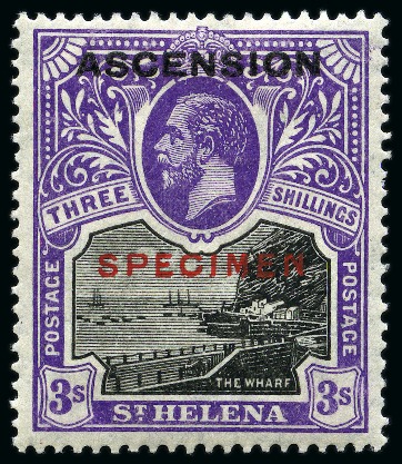 1922 1/2d to 3s set of 9 with SPECIMEN overprint, large part og