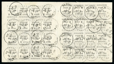 1896 (Nov) Typeset 2a black complete folded sheet of 32, second printing, comprising two panes of 16 arranged tête-bêche, CTO