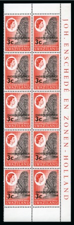 1968 Independence 3c on 2 1/2c black and vermilion with variety INVERTED WATERMARK in mint nh block of 10