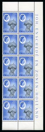 1962-66 25c Black & Bright blue with variety INVERTED WATERMARK in mint nh block of 10