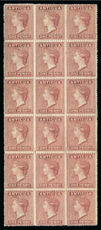 1863-67 Wmk Small Star (upright) 1d dull rose rough perf 14 to 16 in mint block of 18