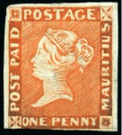 1848-59 Post Paid 1d orange-vermilion, early impression, position 11, very close to good