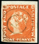 1848-59 Post Paid 1d vermilion, early impression, position 10, used