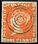 Stamp of Mauritius » 1848-59 Post Paid Issue » Early Impressions (SG 6-9) 1848-59 Post Paid 1d vermilion, early impression, position 2, close to good margins, used
