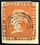 1848-59 Post Paid 1d vermilion, early impression, position 1, used