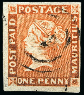 Stamp of Mauritius » 1848-59 Post Paid Issue » Early Impressions (SG 6-9) 1848-59 Post Paid 1d vermilion, early impression, position 11, used