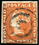 1848-59 Post Paid 1d orange-vermilion, early impression, position 11, used