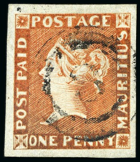 Stamp of Mauritius » 1848-59 Post Paid Issue » Early Impressions (SG 6-9) 1848-59 Post Paid 1d orange-vermilion, early impression, position 8, used