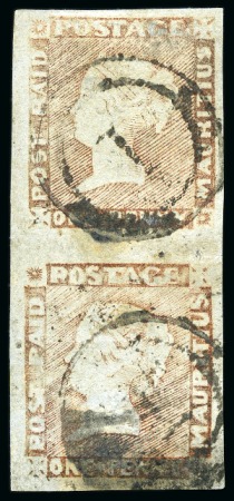 Stamp of Mauritius » 1848-59 Post Paid Issue » Worn Impressions (SG 16-22) COMPLETE PLATE RECONSTRUCTION: 1848-59 Post Paid 1d red, worn impression, plate reconstruction