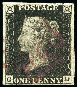 Stamp of Great Britain » 1840 1d Black and 1d Red plates 1a to 11 1840 1d Black pl.1b GD with fine to very good margins cancelled by a neat MAGENTA MC