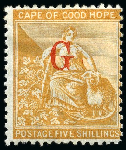 1877-78 5s Yellow-Orange with type 5 overprint, mint hr