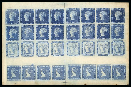 Stamp of Mauritius » 1848-59 Post Paid Issue » Latest Impressions (SG 23-25) 1880 Engraved facsimiles, three sheets of 32 impressions, by Senf