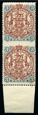 Stamp of Rhodesia 1897 Coat of Arms 3d brown-red and slate-blue, IMPERF