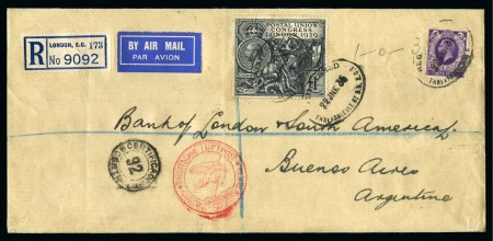 1935 (Jun 22) Long envelope sent by registered airmail to Argentina with 1929 PUC £1
