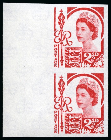 1964 2 1/2d Carmine mint nh imperforate imprimatur left marginal pair