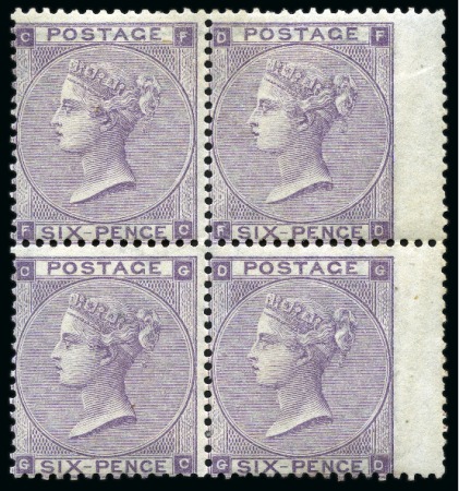 1862-64 6d Lilac pl.3 mint right wing marginal block of four