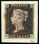 Stamp of Great Britain » 1840 1d Black and 1d Red plates 1a to 11 1840 1d Black pl.2 with good even margins, with crisp, central and complete MAGENTA MC