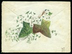 1903 (Sep 22) Hand illustrated envelope in ink depicting officer on the front and reverse with watercolour ivy leaves