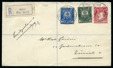 1933 (Sep 18) First day cover with "Holy Year" 2d and 3d tied by Dublin cds, sent registered to Switzerland
