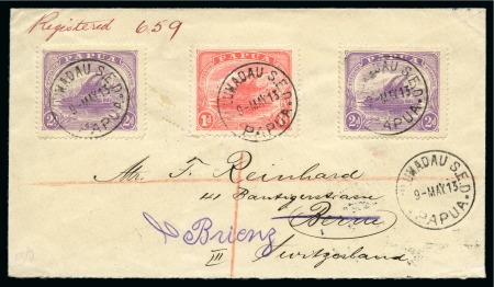 1913 (May 9) Envelope  with 1911-15 1d rose-pink and two 2d bright mauve tied by KULUNADAU S.E.D cds