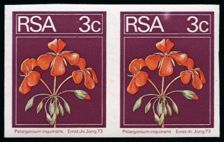 1974 Definitives Flowers 3c mint nh imperforate pair,