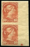 1889-97 10c Brownish Red mint IMPERFORATE VERTICAL PAIR