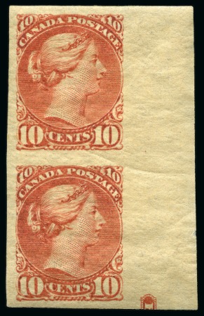 1889-97 10c Brownish Red mint IMPERFORATE VERTICAL PAIR