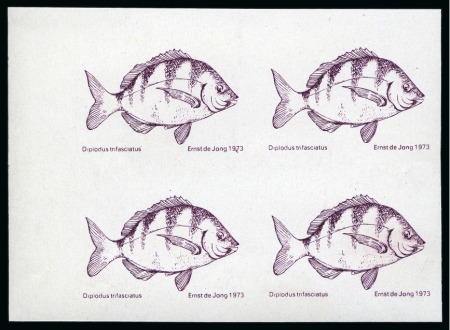 1974 Definitives Fish 7c mint nh imperforate block