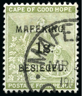 1900 Serif 1s on 4d COGH neatly cancelled by Mafeking cds