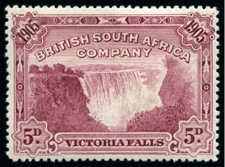 1905 Victoria Falls 5d perf.14.5-15 mint hr with "bird in tree" variety