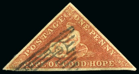 1855-63 1d Brick-Red on cream toned paper, neat barred
