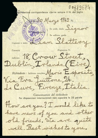 Stamp of Ireland » Airmails 1942 Vatican Red Cross Message Scheme: Two Red Cross messages