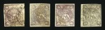 Stamp of Persia » 1868-1879 Nasr ed-Din Shah Lion Issues » 1878-79 Five Kran Stamps (SG 40-43) (Persiphila 30-37) 1878-79 5 Krans purple bronze, attractive unused selection of 4 singles